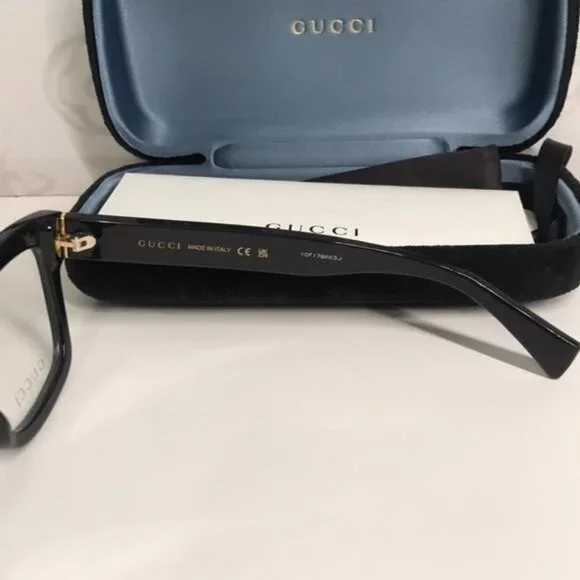 ✨ Luxury New Authentic Gucci GG1138O 001 Black Square Eyeglasses ✨